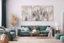 Tryptyk na Płótnie – Mglisty Las | Nowoczesny Obraz na ścianę do Salonu Boho i Nordic 82260 - miniaturka 5