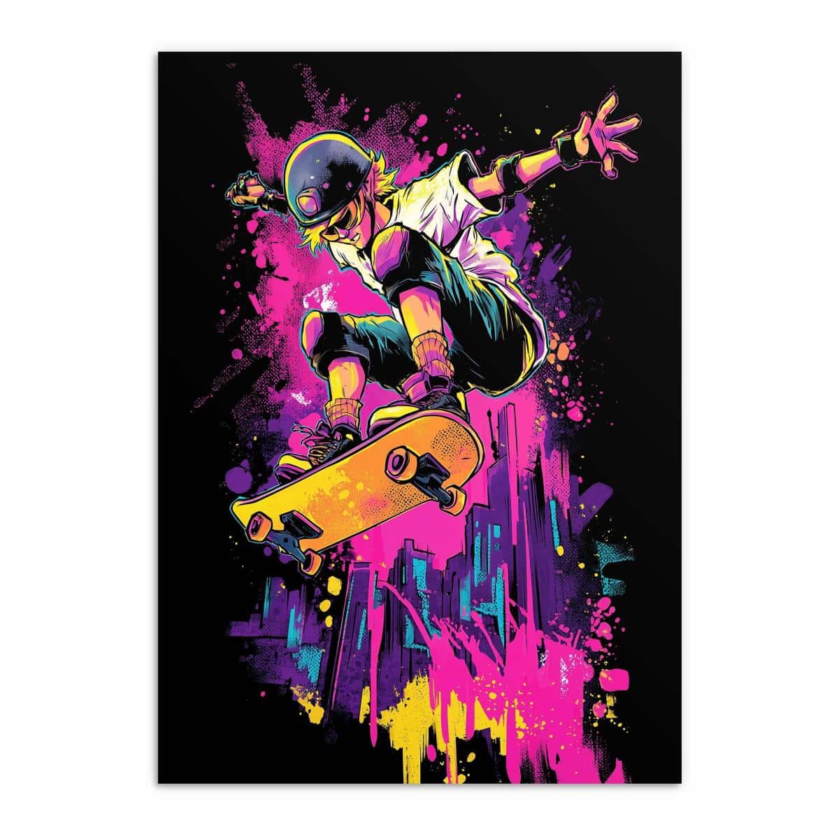 Plakat Pop Art- Neonowy Skater i deskorolka | Kolorowy, Nowoczesny Obraz dla Nastolatków 82194 - zdjęcie 7