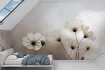 Beżowa Fototapeta- Polne Kwiaty | Subtelna Dekoracja Ścienna do Salonu i Sypialni 82129 - miniaturka 1