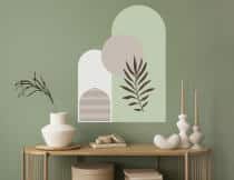 Naklejka ścienna- Roślinny motyw i geometryczne formy | Zielone dekoracje do wnętrz boho, skandynawskich T66780 - miniaturka 4