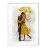 Plakat do sypialni- Para pod Żółtym Parasolem | Romantyczna Dekoracja Ścienna | Obraz Akwarela 82310 - miniaturka 7