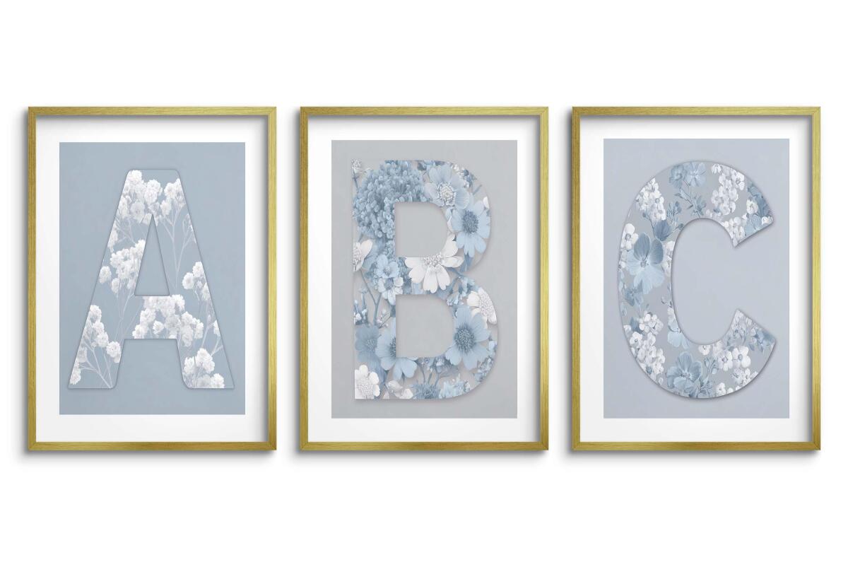 Błękitne Plakaty- Litery i Kwiaty w stylu boho | Obrazy na ścianę do Pokoju dziecięcego 82287 - zdjęcie 5