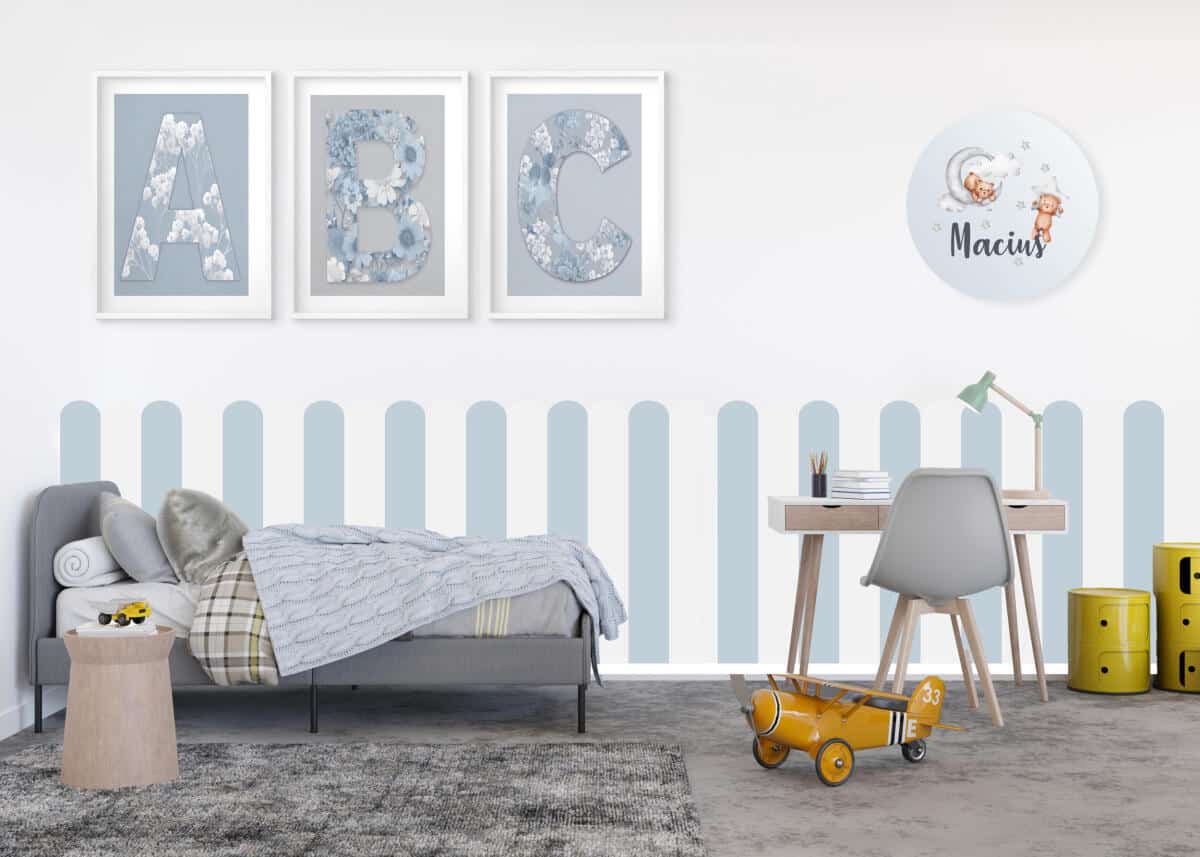 Błękitne Plakaty- Litery i Kwiaty w stylu boho | Obrazy na ścianę do Pokoju dziecięcego 82287 - zdjęcie 2