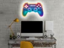 Kolorowa Lampka dla gracza z imieniem - Kontroler do gier | Lampka Nocna do pokoju dziecka | Gadżet, Prezent dla Gamera 82266 - miniaturka 2