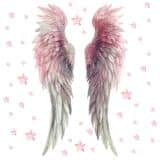 Pastelowa Naklejka na Ścianę- Różowe skrzydła i Gwiazdki | Bajkowa Dekoracja do Pokoju Dziewczynki, nastolatki T82264 - miniaturka 2