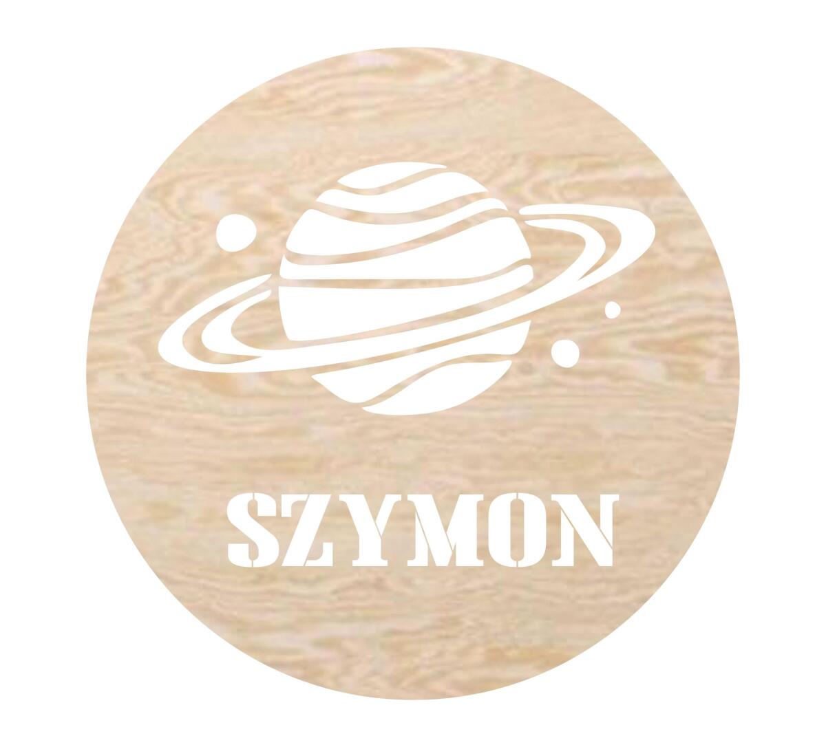 Dziecięca Lampka Nocna z imieniem | Drewniana Lampka LED na ścianę - Kosmos, Planeta 82269 - zdjęcie 1