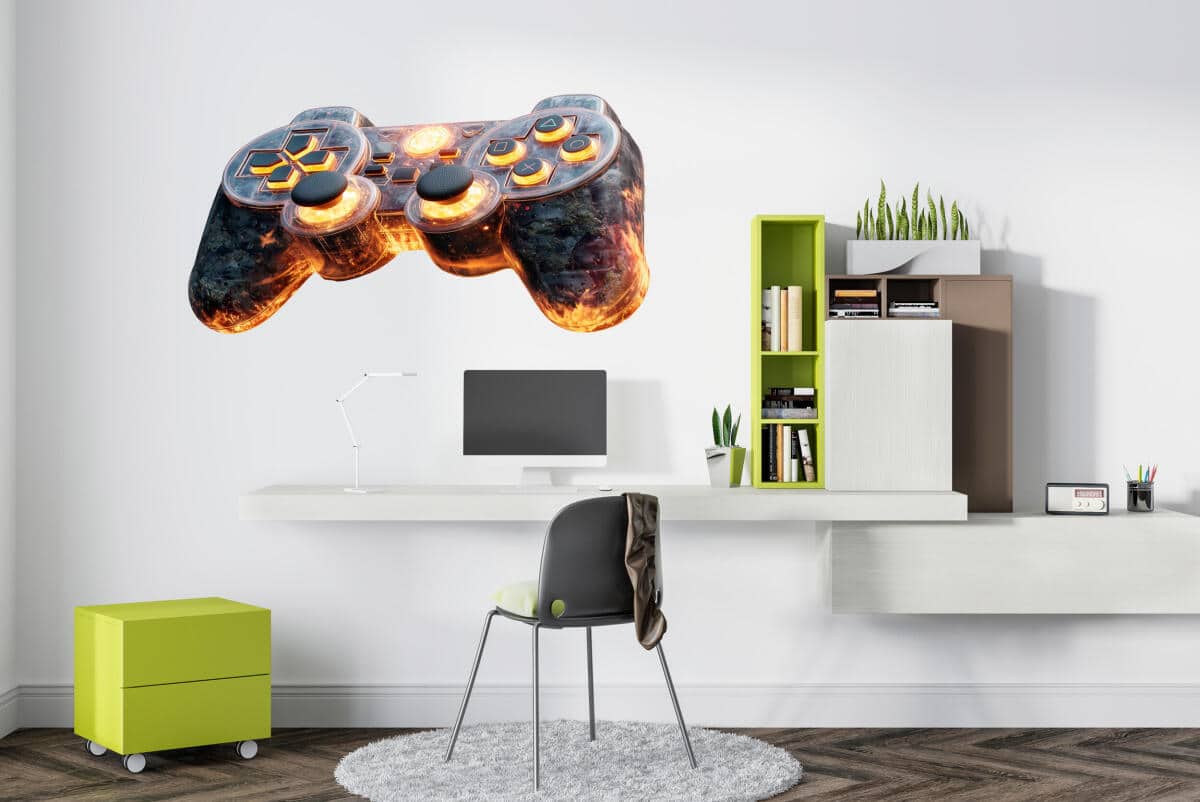 Młodzieżowa Naklejka na ścianę, meble- ognisty Gamepad | Pokój nastolatka, chłopca, gracza T82176 - zdjęcie 2