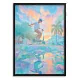 Młodzieżowy Plakat Urban Art– hulajnoga, miasto i pastelowe barwy | Kolorowa dekoracja do pokoju chłopca 82191 - miniaturka 6