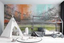 Oryginalna Fototapeta do młodzieżowych wnętrz- Kolorowy Stadion Piłkarski | Fototapety dla fanów futbolu, chłopców, nastolatków 82240 - miniaturka 3