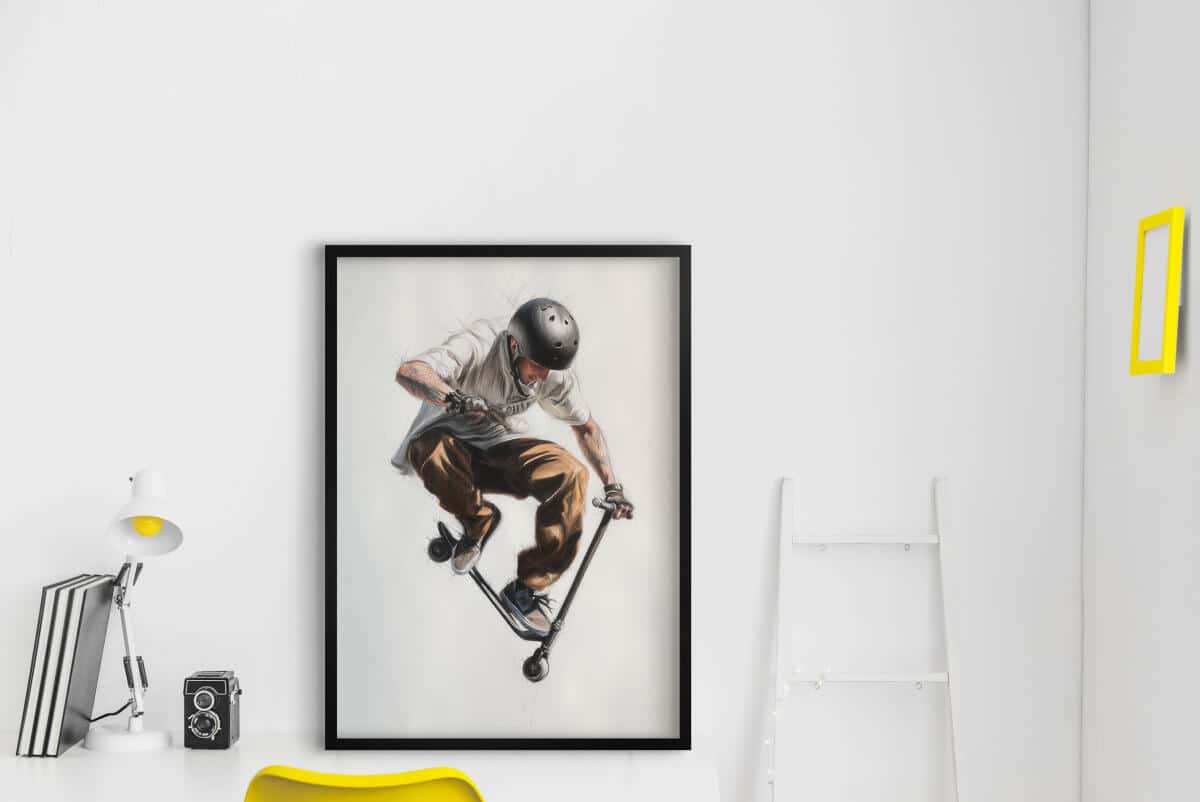 Plakat urban style – Skater na hulajnodze | Nowoczesna dekoracja do pokoju młodzieżowego 82195