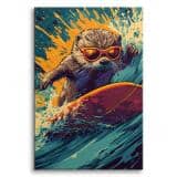 Zabawny Obraz do Pokoju dziecka, nastolatka- Wydra na Fali | Młodzieżowa dekoracja na ścianę O94199 - miniaturka 1