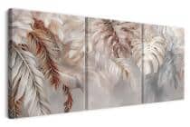 Nowoczesny Tryptyk na Płótnie – Liście Monstery i Palm | Obraz na ścianę do Sypialni i Salonu Boho 82261 - miniaturka 2