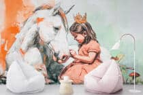 Akwarelowa Fototapeta- Księżniczka i Koń | Bajkowa dekoracja na ścianę do pokoju dziewczynki 82228 - miniaturka 1