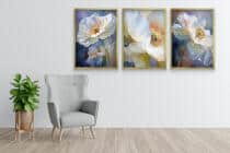 Nowoczesne Plakaty z Kwiatami – Tryptyk Akwarela Białe Maki | Elegancka Dekoracja Ścienna do Salonu i Sypialni 82141 - miniaturka 4