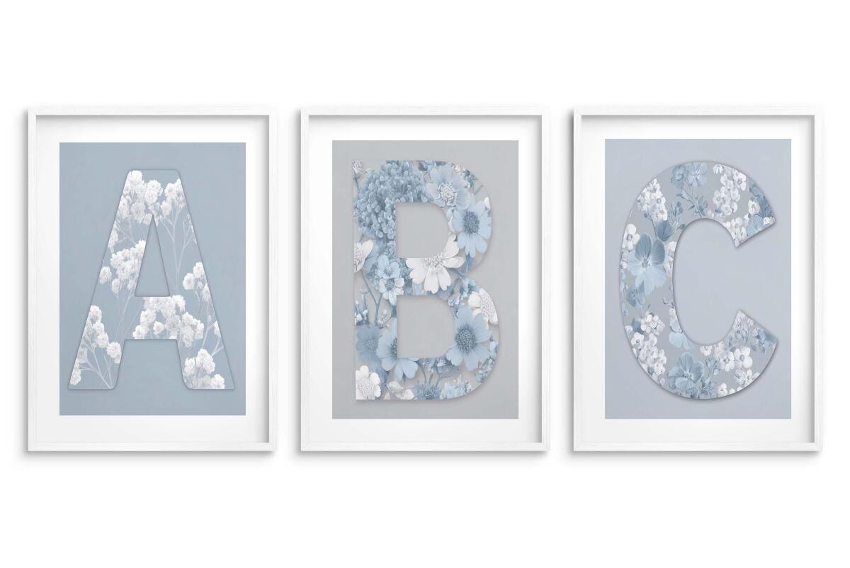 Błękitne Plakaty- Litery i Kwiaty w stylu boho | Obrazy na ścianę do Pokoju dziecięcego 82287 - zdjęcie 7