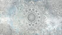 Fototapeta do salonu Elegancka Mandala- Orientalny Wzór w Odcieniach Szarości i Błękitu 82145 - miniaturka 4