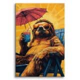 Kolorowy Obraz na płótnie- Leniwiec na wakacjach | Zabawna dekoracja do pokoju młodzieżowego O94127 - miniaturka 1