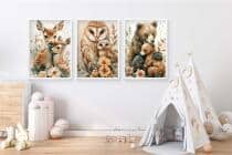 Urocze Plakaty do pokoju dziecka- leśne zwierzątka | Zestaw Obrazków dziecięcych w stylu skandynawskim, boho 82142 - miniaturka 4