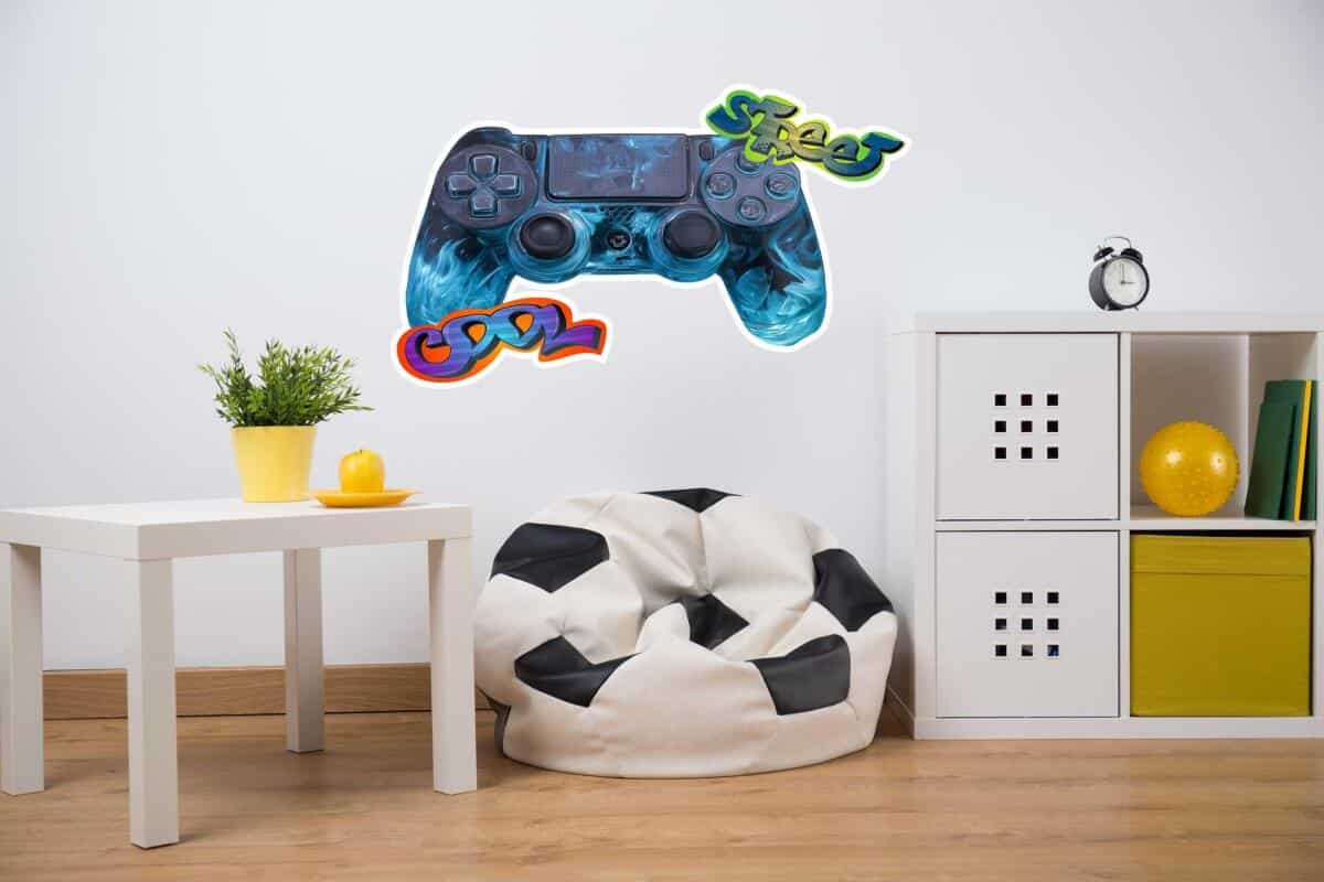 Młodzieżowa Naklejka na ścianę- Pad do konsoli i Graffiti | Dekoracja Pokoju chłopca, nastolatka T82172 - zdjęcie 3