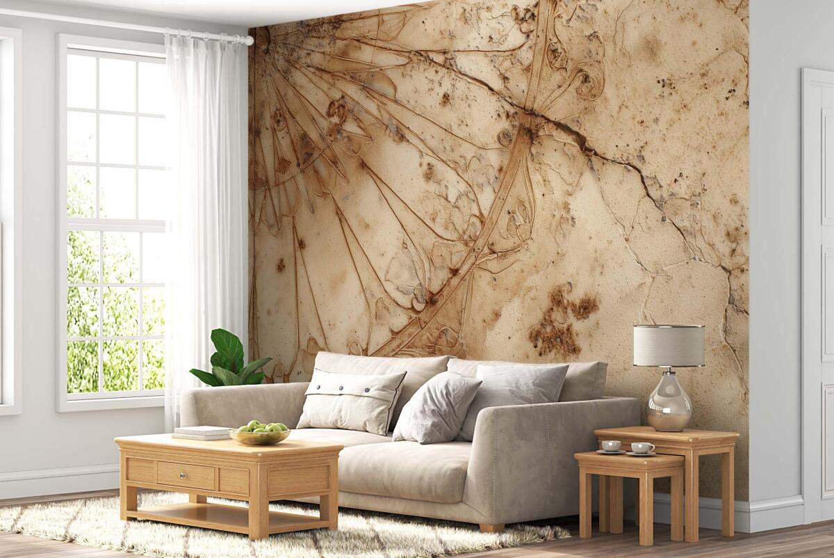 Rustykalna Fototapeta- Fresk na starym murze | Mandala, Rozeta w brązach 82150 - zdjęcie 2