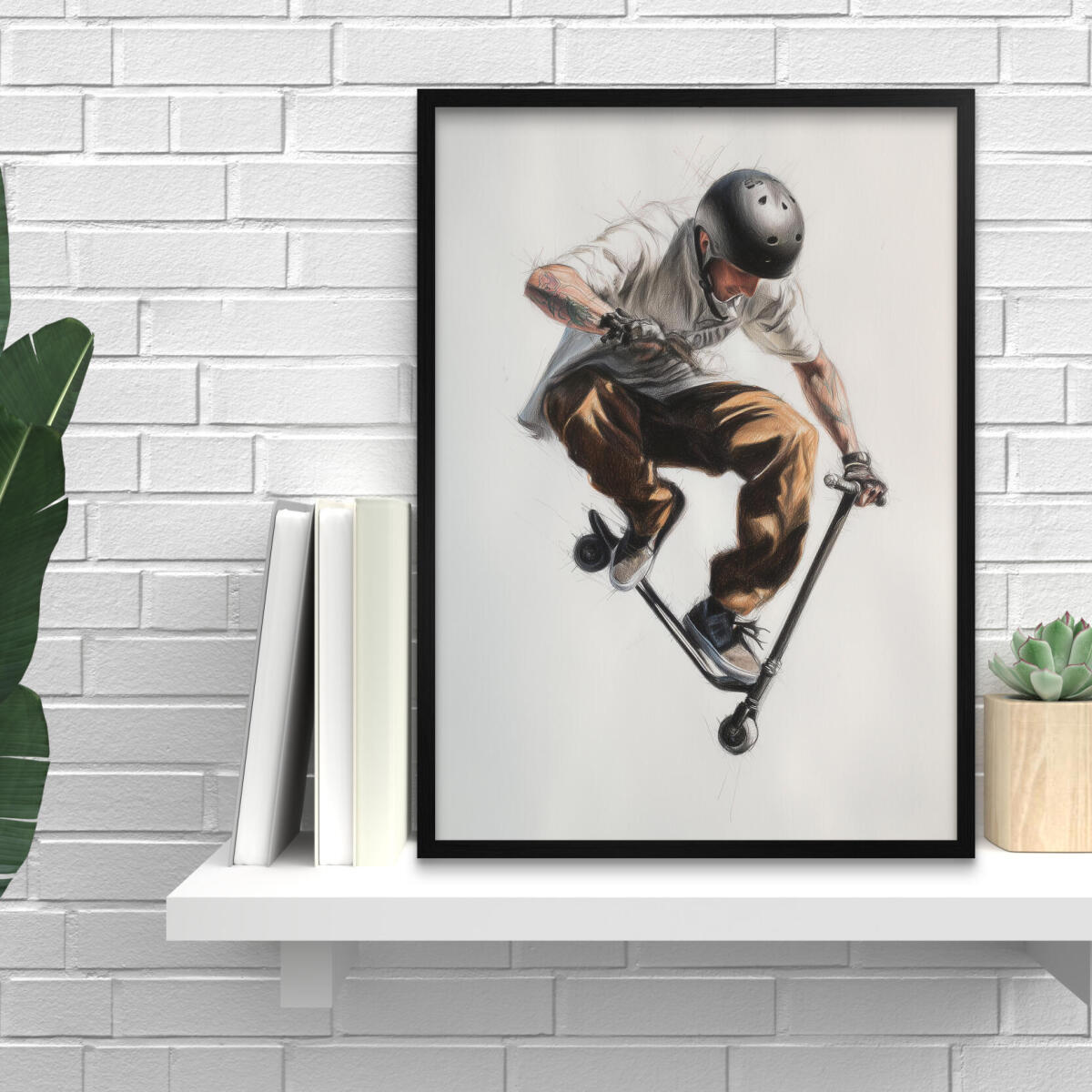 Plakat urban style – Skater na hulajnodze | Nowoczesna dekoracja do pokoju młodzieżowego 82195 - zdjęcie 3