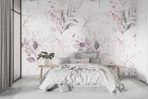 Fototapeta Pastelowe Liście Akwarela | Delikatny Motyw Roślinny | Subtelna Dekoracja Ścienna w różu 82252 - miniaturka 3