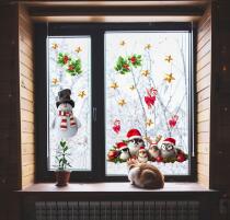 Świąteczne Naklejki na szybę– Pingwinek, Królik, Jeżyk, Bałwan | Zimowa Dekoracja na okno do Pokoju dziecięcego 82163 - miniaturka 1