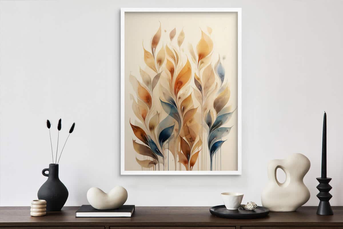 Plakat Botaniczny w Stylu Boho | Eleganckie Liście Akwarela | Minimalistyczna Dekoracja na Ścianę do Domu i Biura 94226 - zdjęcie 3