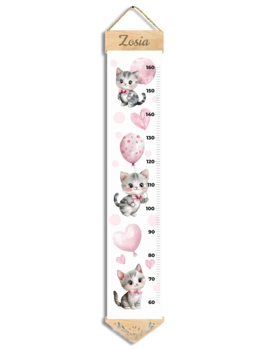Miarka wzrostu z imieniem dziecka  | Dekoracyjna miarka na ścianę do pokoju dziewczynki- Kotki 64409 - zdjęcie 2