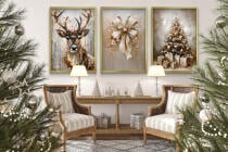 Plakaty Świąteczne Glamour – Renifer, Złota Kokarda, Choinka z Prezentami | Eleganckie Obrazy Zimowe KP400 - miniaturka 6