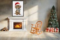 Plakat Bożonarodzeniowy z Psem- Jamnik w Czapce Mikołaja | Zabawna dekoracja świąteczna do pokoju dziecka, nastolatka 82320 - miniaturka 3