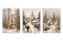 Zestaw Plakatów Świątecznych z Mikołajem i Zimowym Pejzażem | Dekoracja na Święta Bożego Narodzenia do Salonu KP402 - miniaturka 9