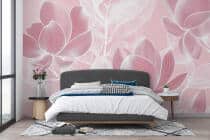 Fototapeta Magnolie w Pudrowym Różu | Kwiatowa Tapeta do wnętrz Shabby chic 82253 - miniaturka 2