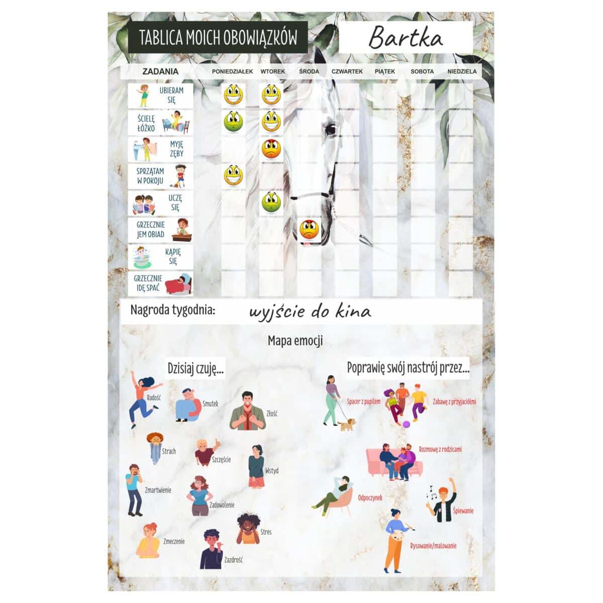 Dziecięcy Planer Obowiązków- Magnetyczna Tablica z Zadaniami + Mapa Emocji | Tablica motywacyjna dla dziecka 82314 - zdjęcie 1