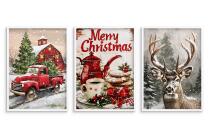 Plakaty Świąteczne Vintage- Merry Christmas | Zimowy krajobraz na ścianę- dekoracje bożonarodzeniowe KP403 - miniaturka 6