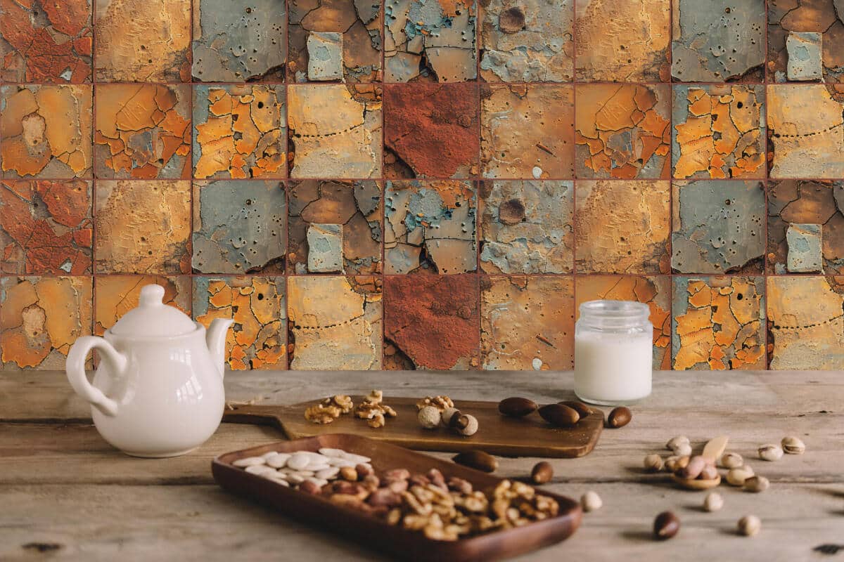 Industrialne Naklejki na Płytki – Imitacja Rdzy i Betonu | Postarzany Loftowy Wzór | Dekoracja do Kuchni i Łazienki 82315 - zdjęcie 5