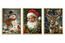 Świąteczne Obrazy na ścianę – Mikołaj, Bałwan, Renifer | Bożonarodzeniowe Plakaty | Zimowa Dekoracja Ścienna do Domu KP401 - miniaturka 8