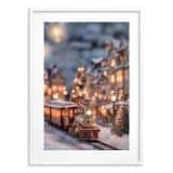 Bożonarodzeniowa dekoracja na ścianę- Zimowe miasteczko, kolejka | Świąteczny Plakat do salonu 82317 - miniaturka 6