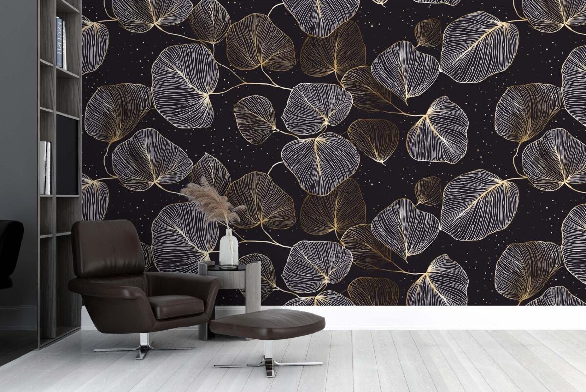 Elegancka Fototapeta do Recepcji – Złote Liście w stylu Glamour 82327 - zdjęcie 3