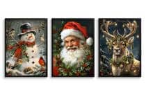 Świąteczne Obrazy na ścianę – Mikołaj, Bałwan, Renifer | Bożonarodzeniowe Plakaty | Zimowa Dekoracja Ścienna do Domu KP401 - miniaturka 7