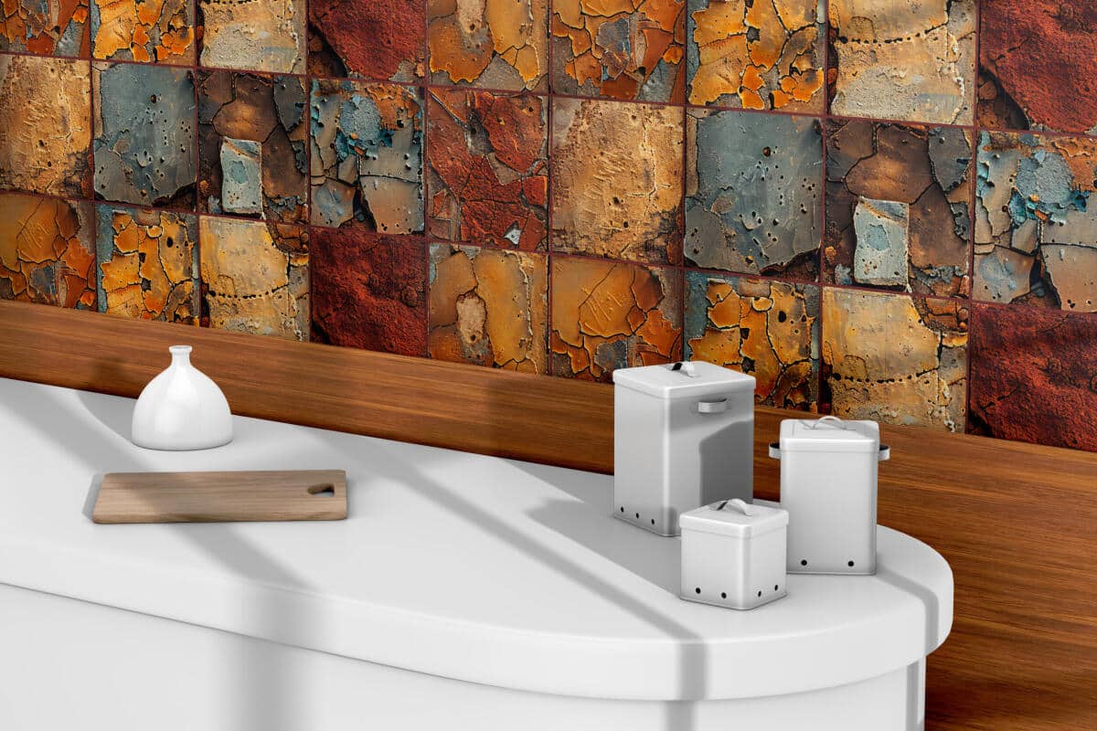 Industrialne Naklejki na Płytki – Imitacja Rdzy i Betonu | Postarzany Loftowy Wzór | Dekoracja do Kuchni i Łazienki 82315 - zdjęcie 2