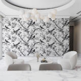 Czarno- biała Fototapeta do hotelu, gabinetu- Ptaki i Kwiaty | Elegancka Fototapeta Vintage 82328 - miniaturka 2