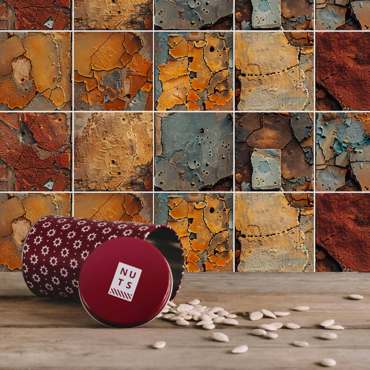 Industrialne Naklejki na Płytki – Imitacja Rdzy i Betonu | Postarzany Loftowy Wzór | Dekoracja do Kuchni i Łazienki 82315 - zdjęcie 1