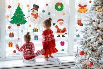 Kolorowe naklejki świąteczne na okno, witrynę- Mikołaj, Choinka, Bałwanek | Dekoracja dla dzieci na Boże Narodzenie 68027 - miniaturka 2