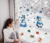 Zimowe Naklejki na Okno – Wesoły Bałwanek i Święty Mikołaj | Świąteczne ozdoby dla dzieci 82335 - miniaturka 1