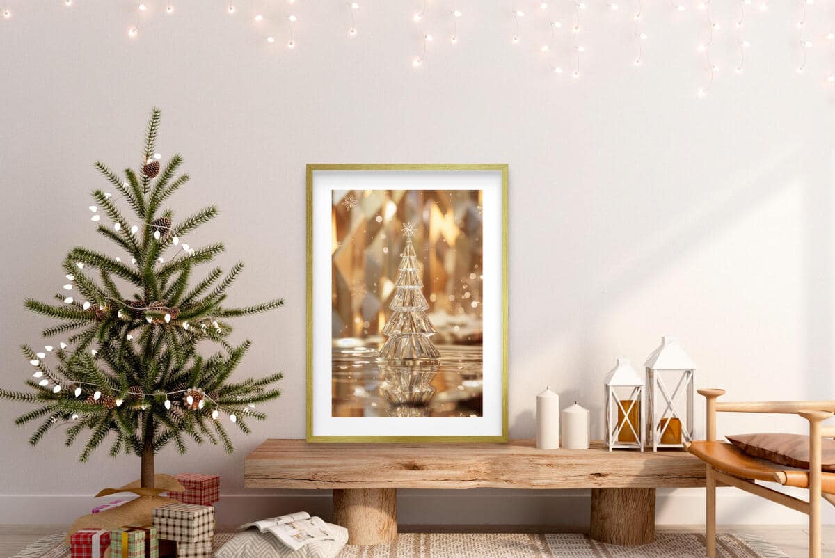 Elegancki Plakat Świąteczny – Złota Kryształowa Choinka | Luksusowa Dekoracja na Boże Narodzenie | Świąteczny Obraz Glamour 82318 - zdjęcie 4