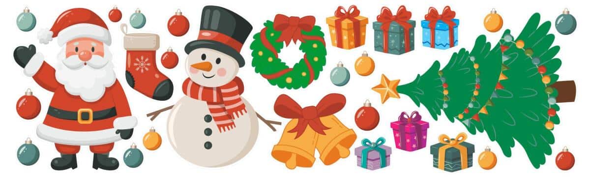 Kolorowe naklejki świąteczne na okno, witrynę- Mikołaj, Choinka, Bałwanek | Dekoracja dla dzieci na Boże Narodzenie 68027 - zdjęcie 4