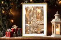 Elegancki Plakat Świąteczny – Złota Kryształowa Choinka | Luksusowa Dekoracja na Boże Narodzenie | Świąteczny Obraz Glamour 82318 - miniaturka 3