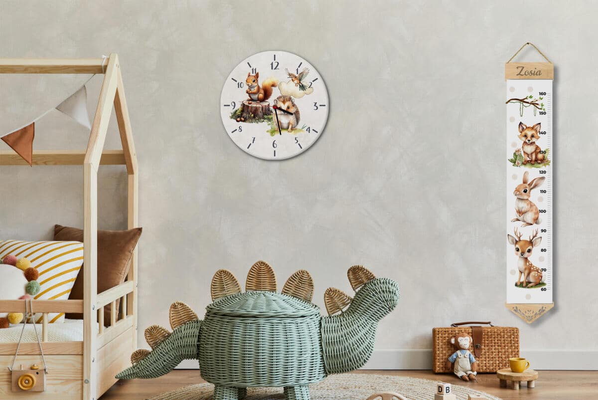 Dziecięca Miarka wzrostu na ścianę, do powieszenia- Zwierzątka leśne, Polana | Miarka z imieniem do pokoju dziecka w stylu boho 64413 - zdjęcie 4