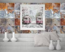 Dekoracyjne Naklejki na Kafelki- Efekt Rdzy, Patyny i Przetarć | Efektowne Płytki w stylu Industrialnym 82316 - miniaturka 1